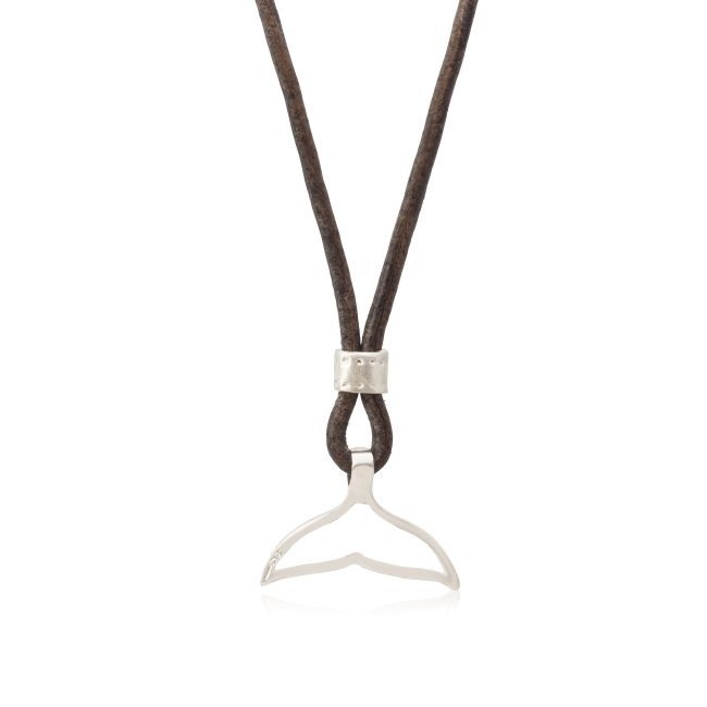 Whale Tail Leather Cut Out Necklace