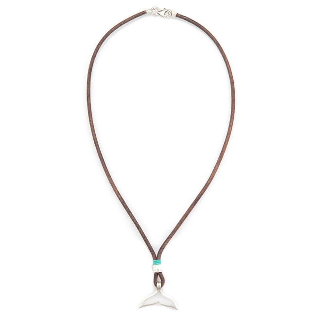 Whale Tail Leather Cut Out Necklace