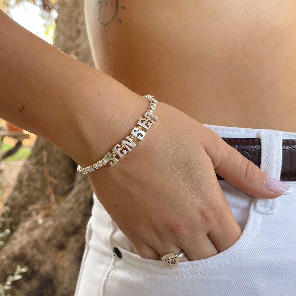 Silver SENSEA Letters Bracelet