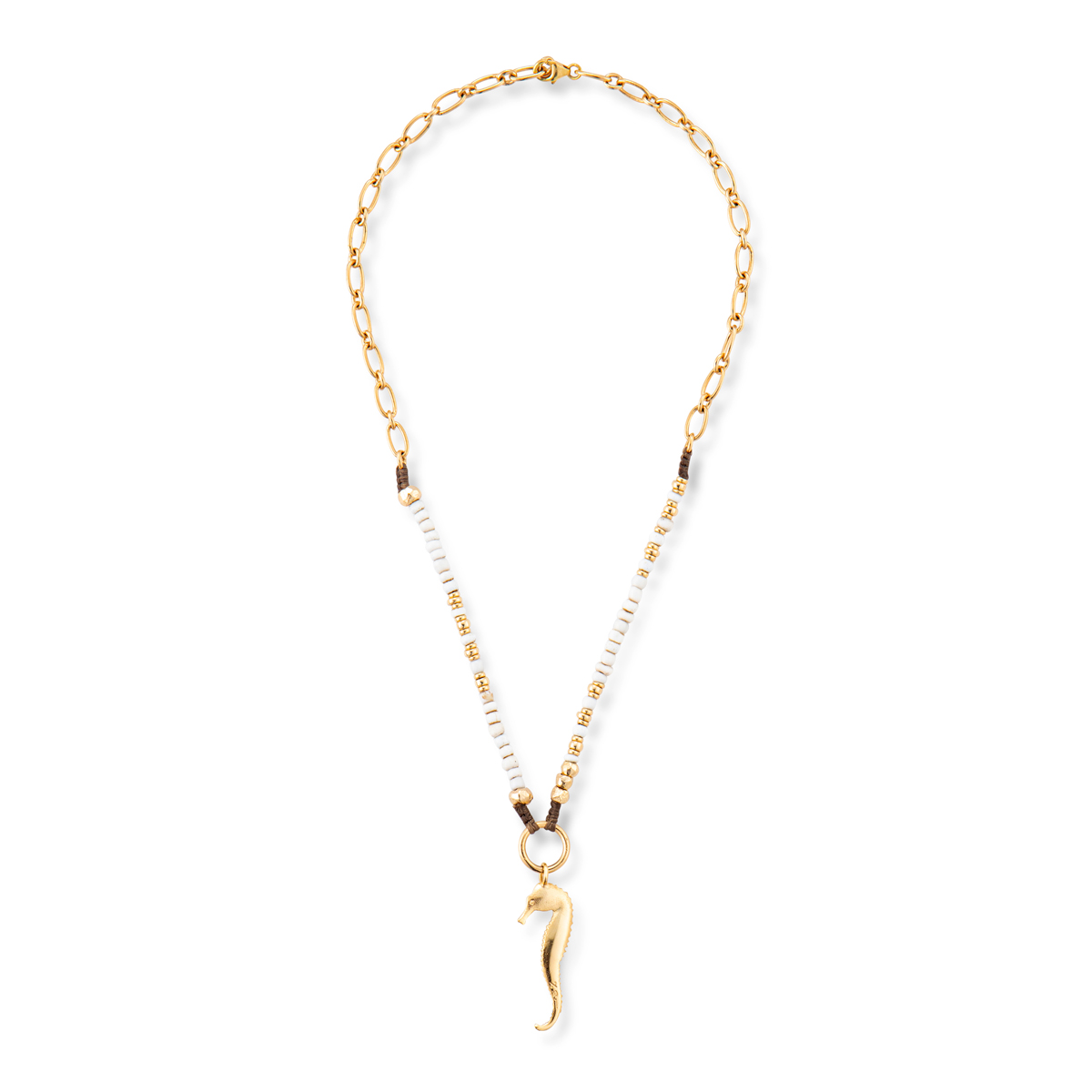 Seahorse White Beads Necklace