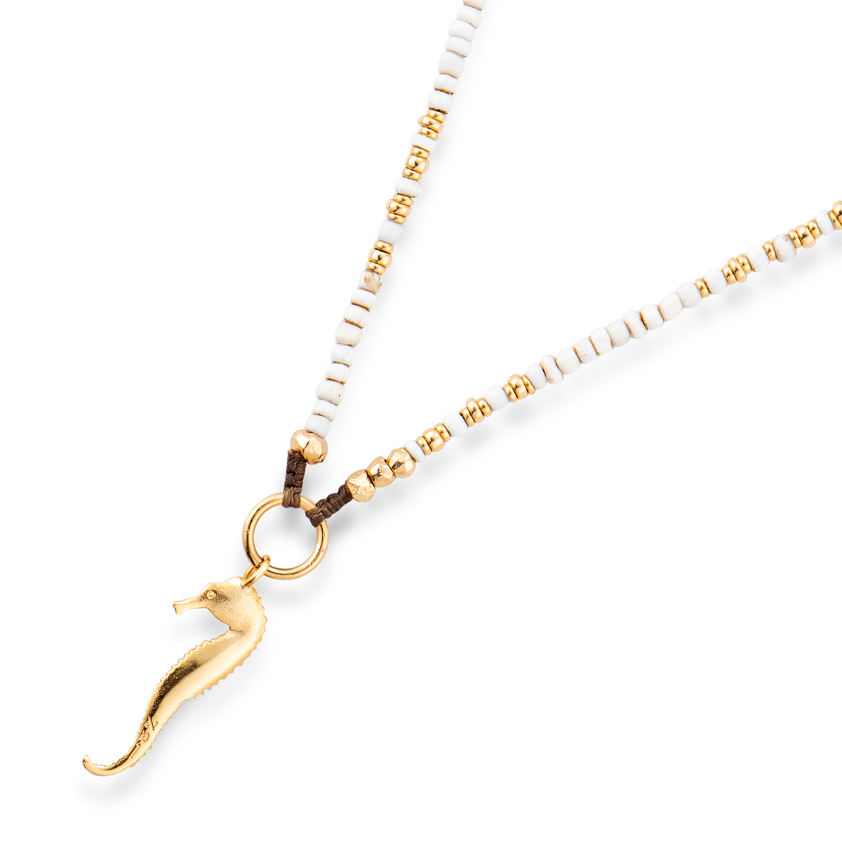 Seahorse White Beads Necklace