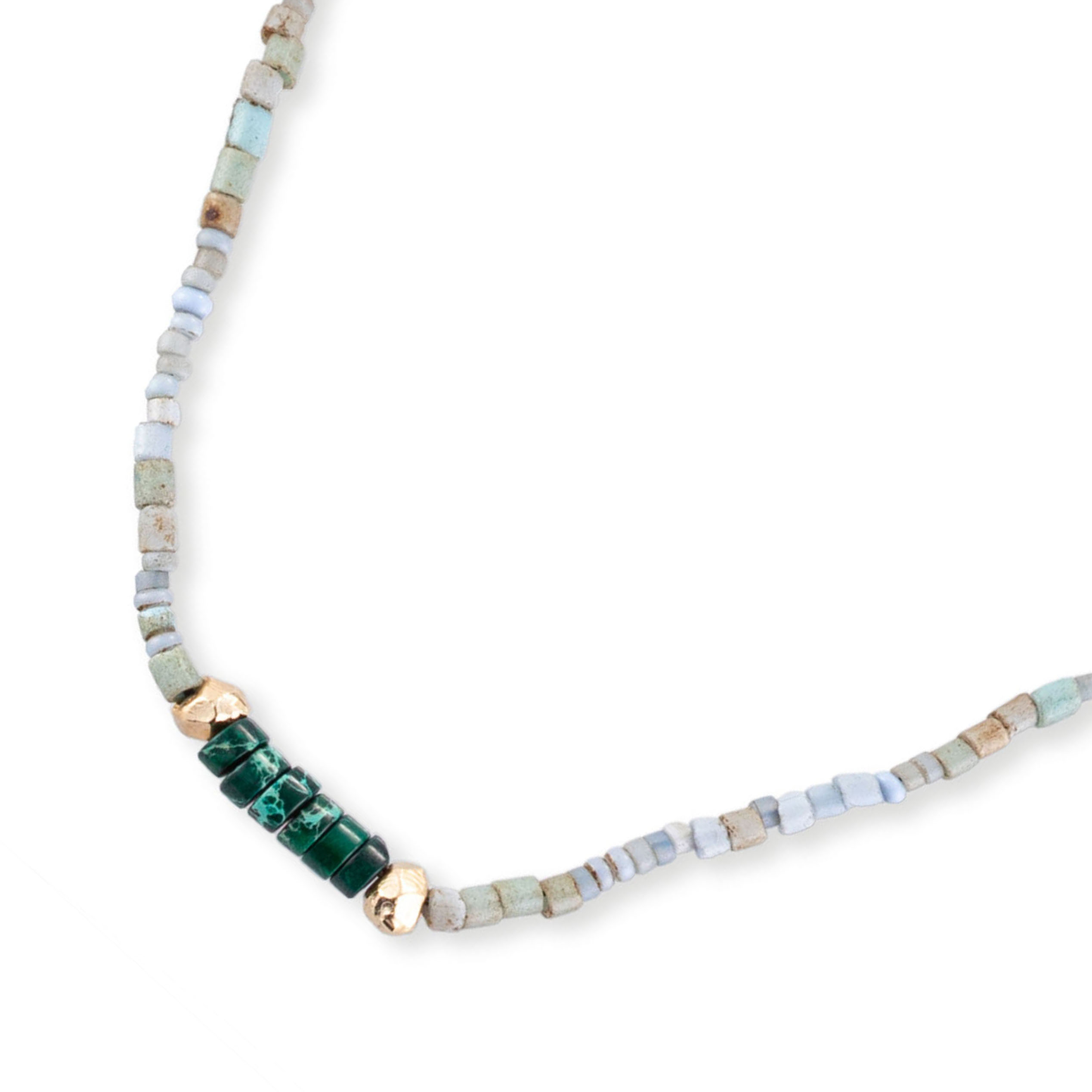 Green Gems Segmant Beads Necklace