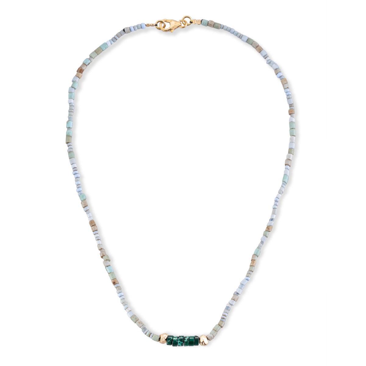 Green Gems Segmant Beads Necklace