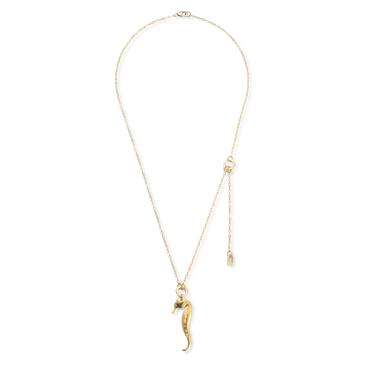 Small seahorse + amen tag necklace